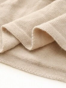 SHEIN Vestido de Tricô para Bebê Menina, Gola Redonda, Manga Raglan, Texturizado, Cintura Elástica, Macio e Elástico, Adequado para Casa, Brincadeiras ao Ar Livre, Outono/Inverno, Cinza Rato - Bege - Visão 13