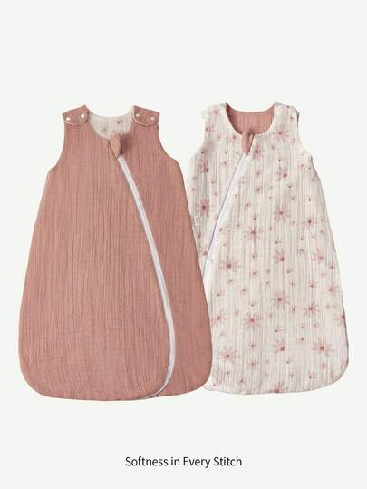 Cozy Pixies 1 st blommig vändbar mjuk och bekväm sovsäck för baby, pastoral stil