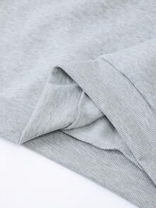 INAWLY 女式卡通字母刺绣圆领运动衫 - 灰色 - 查看 5