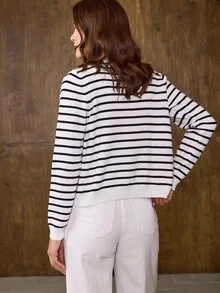2 件套女士休闲舒适秋冬内外背心开衫毛衣套装 - 彩色 - 查看 2