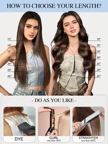 Seamless Clip Ins 9AM Hair Volumizer 55g 1pc S27 Caramel Brown 100% HQ Cuticle Aligned Remy Human Hair Extensions Seamless PU Clip Ins Hair Extensions For Women - S27 - View 10