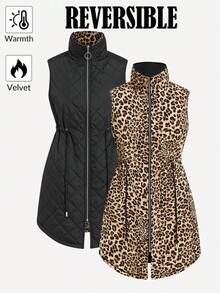 Ellevyn 女士双面无袖夹克，时尚百搭，冬季 - 黑色 - 查看 2