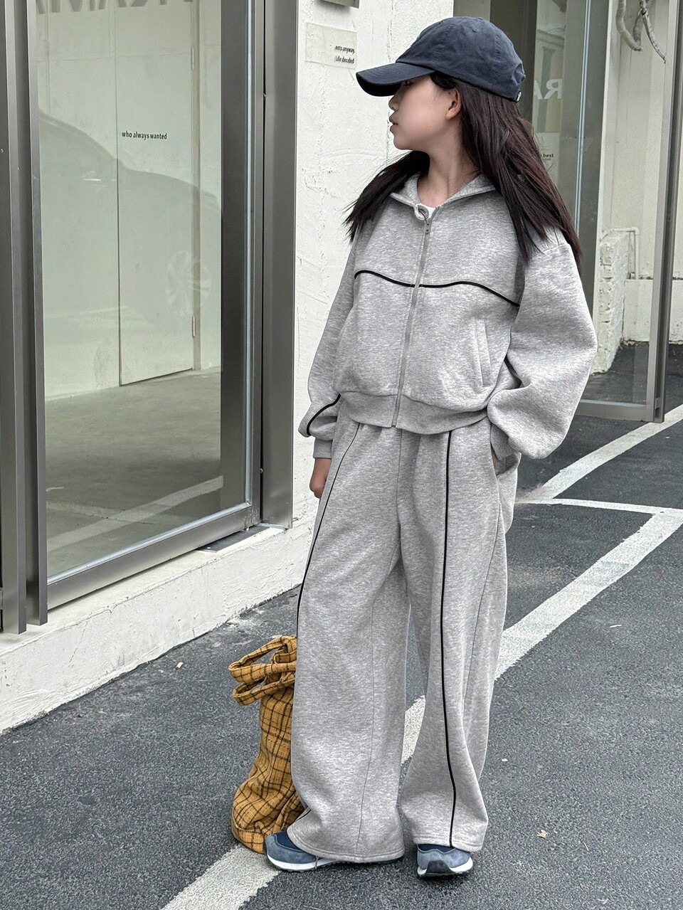 2pcs Tween Girls Hooded Knit Fleece Sweatshirt Sweatshirt And Pants Set, Fall,Winter