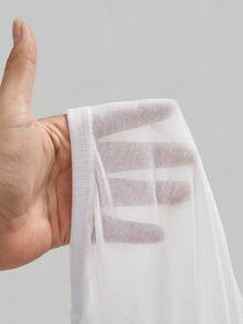 ROMWE Avant Women's Retro Y2K Baddie Romantic Punk Cross Letter Print Off Shoulder Long Sleeve Sheer T-Shirt Top - White - View 5