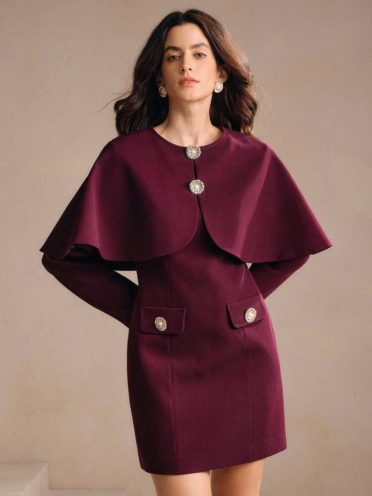 New Autumn/Winter Hooded Cinched Waist Dress, Elegant, Formal, Party, Chic, Suitable For New Year, Christmas, Work, Graduation, Wedding