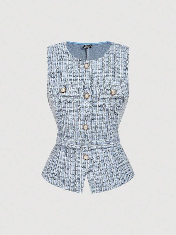 SHEIN MOD Women's Elegant Lightweight Vest Blazer (With Belt)