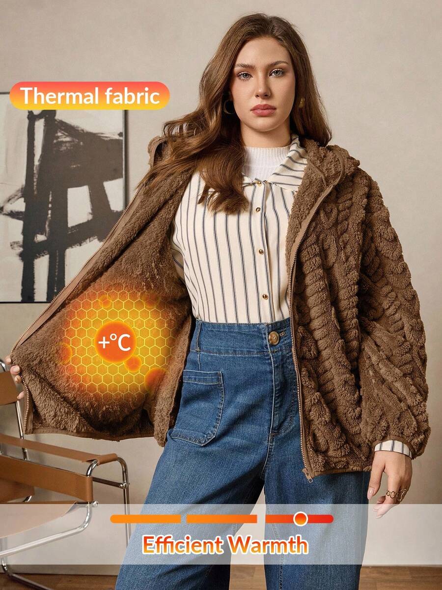 Zelara 大码女装秋冬航海风休闲装棕色冬季女装万圣节外出服装女装哥特式复古风女装大码女装麂皮束带衬衫海军风服装秋冬女装连衣裙 - 棕色 - 查看 1