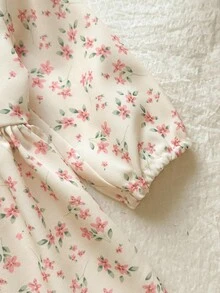 Vintaside Kids 2 件套女婴碎花毛衣夹克和连衣裙套装，春秋 - 藕粉色 - 查看 6