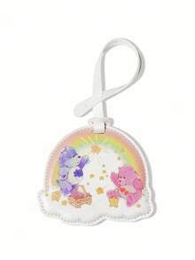 SHEIN X Care Bears 1pc Cute Cartoon Bear Pattern Iridescent PU Leather Luggage Tag, Personalized Decor, Suitable For Luggage, Travel Bag, Backpack, For Men, Women, Students, Bear, Love-A-Lot Bear - White - View 3
