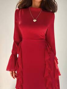 Chiquease Women's Romantic Style Long Dress With Ruffle Hem Party Dress Wedding Guest Dress For Women Graduation Dress Prom Dress Elegant Dresses Red Dress Christmas Women's Clothing New Year Dress Formal Clothing - Red - View 6