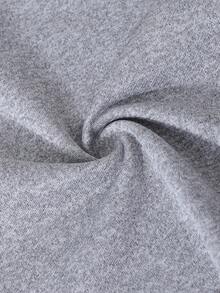 青少年女孩蝴蝶结印花不对称露肩不对称下摆休闲运动衫 - 灰色 - 查看 3