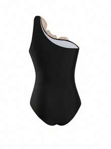 Swim Oasis Traje de baño de una pieza tipo monokini negro Premium Oasis para tallas grandes con cobertor de malla beige largo, adecuado para vacaciones en la playa - Multicolor - Ver 5