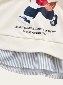 1 件男童休闲运动衫，仿衬衫领，带熊图案，长袖 - 黃色 - 查看 7