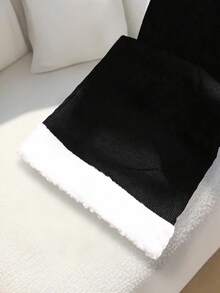 Franclia 女士厚款长款宽松喇叭裤纹理拼接黑色修身裤冬季 - 黑色 - 查看 4