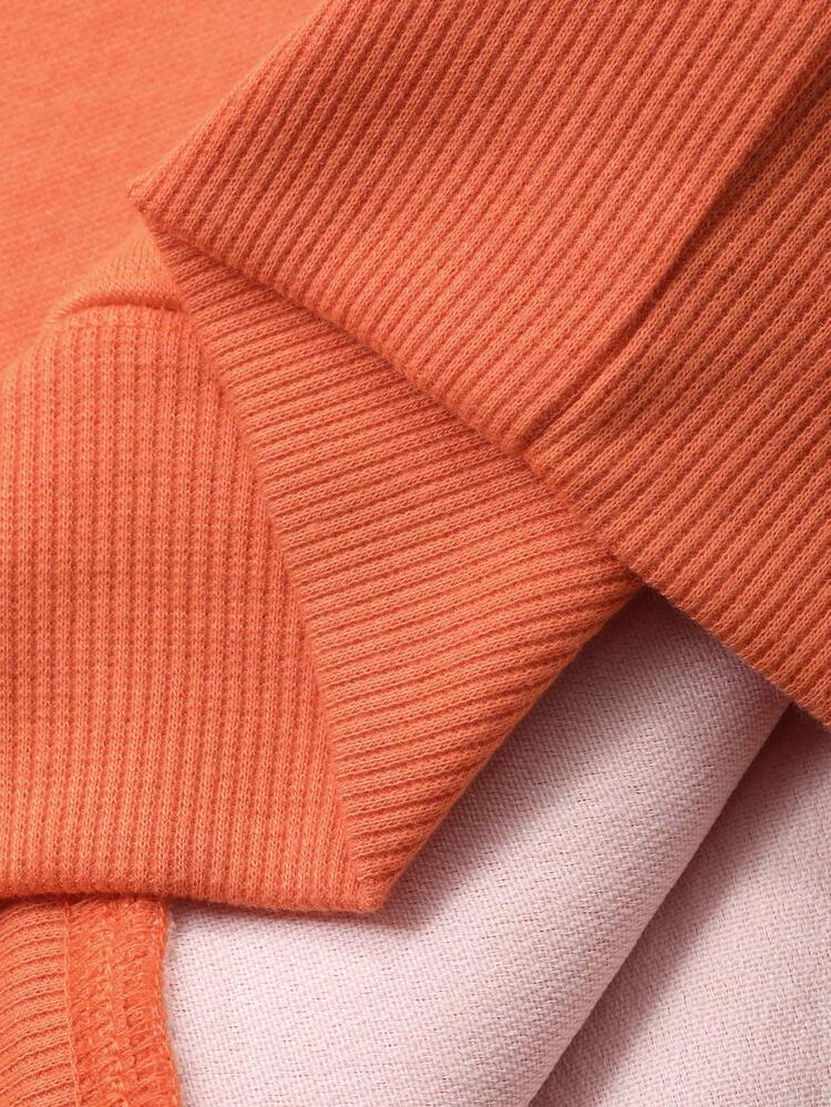 Men's Thermal Lined Hoodie With Burnt Orange Berries Color Letter Graphic Print, Autumn/Winter