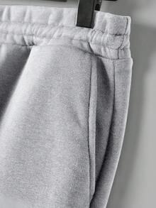 RueChic 2 Stücke Herren Lässig Fleece Sweatshirt & Jogginghose Set - Grau - Übersicht 8