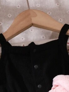 女宝宝休闲加厚抓绒格子提花连体衣套装 粉色 秋冬