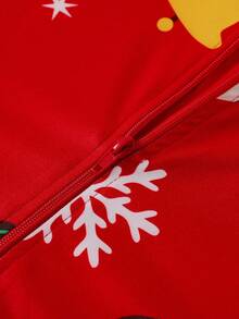 Men's Red Christmas Graphic Long Sleeve Hooded Jumpsuit Loungewear Christmas Family Pajamas Hooded Pajamas, For Fall, Winter