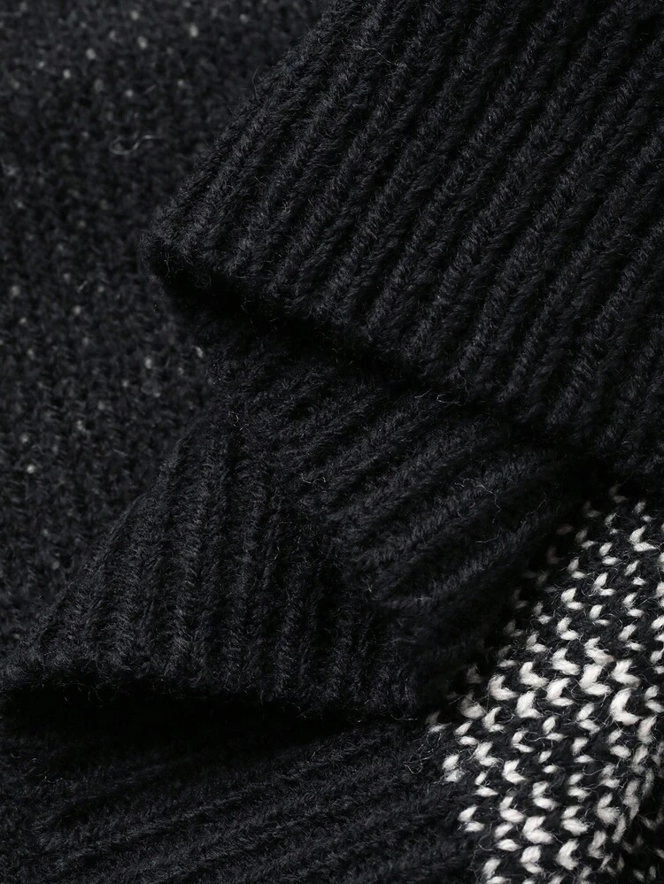 Toddler Boys' Crew Neck Contrast Color English Letter Knit Sweater, Autumn/Winter