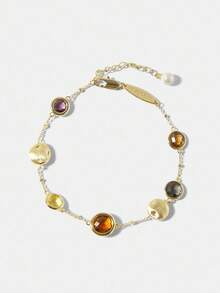 MOTF PREMIUM 18K镀金不对称宝石手链 - 金黃色 - 查看 2