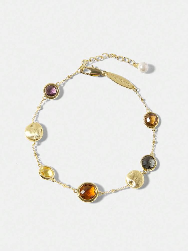 18K GOLD PLATED ASYMMETRICAL GEMSTONE BRACELET