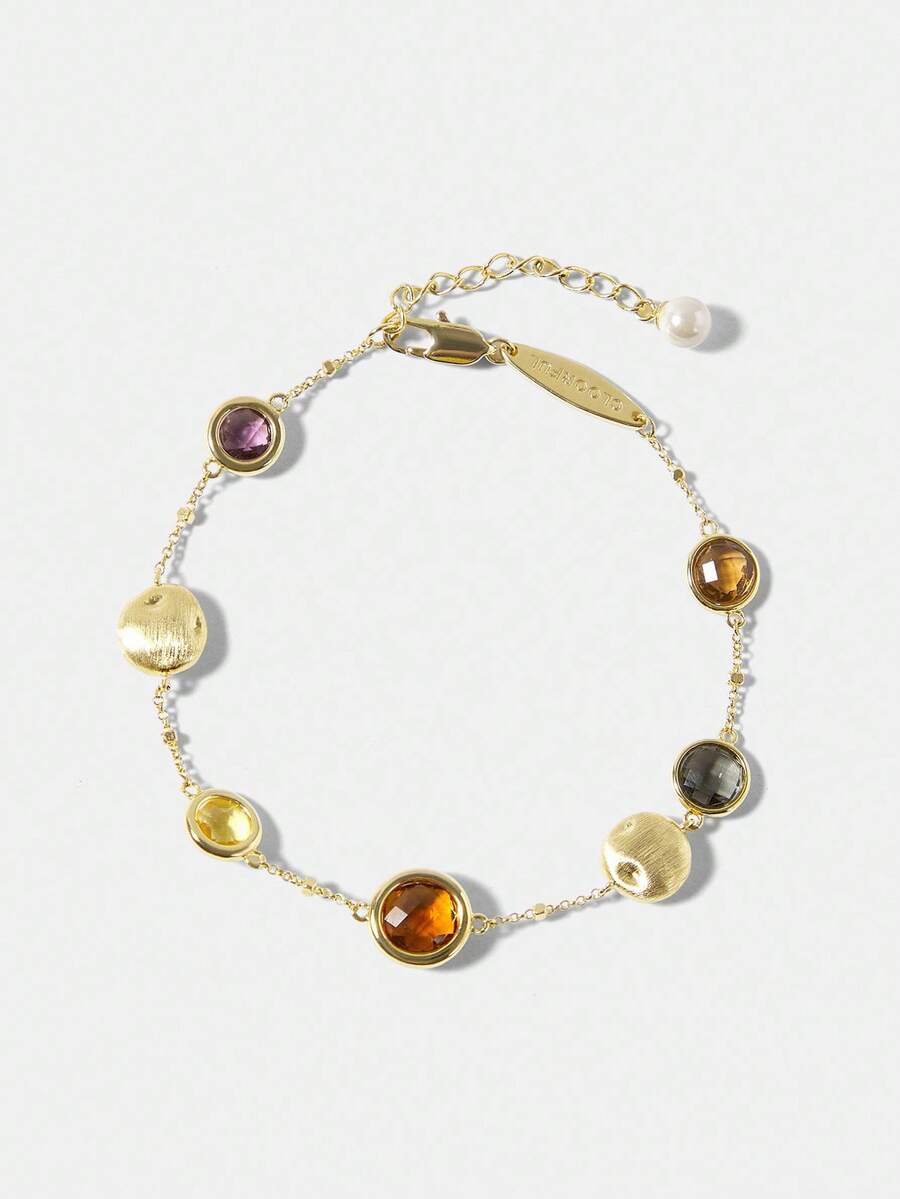 MOTF PREMIUM 18K镀金不对称宝石手链 - 金黃色 - 查看 2
