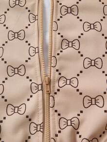 1 件女童连帽夹克，时尚休闲条纹字母印花全印花夹克 - 黃色 - 查看 6