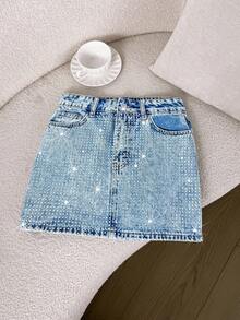 Comfortcana Chasing A Dream Embellished Denim Skirt&Music Festival&Stagecoach&Denim Skirt&Concert Outfits