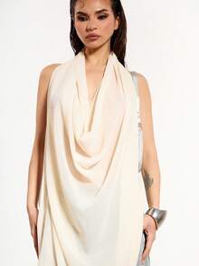 MUSERA Áo kiểu đi chơi bằng chiffon, cổ yếm gợi cảm, lưng trần, kiểu dáng quyến rũ, thích hợp cho kỳ nghỉ ở Ibiza, dự tiệc, mùa thu, xuân, hè, lễ hội. - Kem - Xem 5