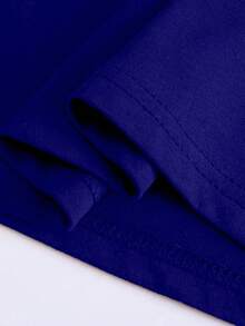 Manfinity Campus Court Áo nỉ cổ tròn tay dài họa tiết chữ và số Colorblock thường ngày cho nam, mùa thu - Xanh đậm - Xem 3