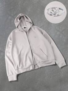 PAVTROS Manfinity Streetrush Men's Casual Comfortable Short Zip-Up Hoodie Sweatshirt, Grey Zip Up Men, Men Zip Ups, Streetwear Zip Up, Cropped Men S Zip Up Hoodie