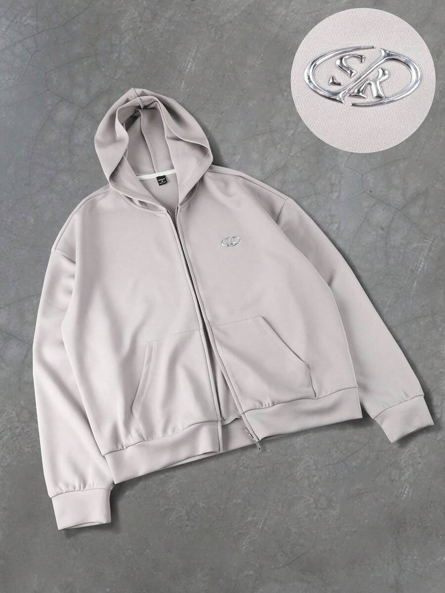 PAVTROS Manfinity Streetrush Men's Casual Comfortable Short Zip-Up Hoodie Sweatshirt, Grey Zip Up Men, Men Zip Ups, Streetwear Zip Up, Cropped Men S Zip Up Hoodie