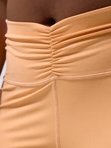 MUSERA Legging Ketat Berkerut Ukuran Plus untuk Olahraga Kasual, Legging Latihan Dasar - Kuning - View 6