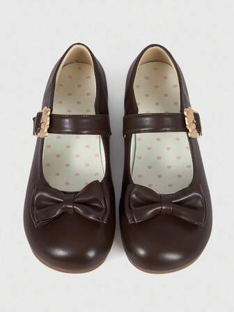 Kawaii Damen Braune Loafer, geschlossene Mary Jane Schuhe, Schleifen-Spitze Lolita Ballettschuhe