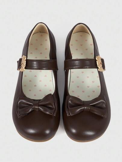 Kawaii Mocasines marrones para mujer, zapatos Mary Jane de punta cerrada, bailarinas Lolita con lazo y encaje