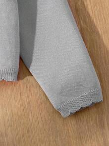 Blossori Chaqueta de punto de cuello redondo ajustada roja para niñas, otoño/invierno