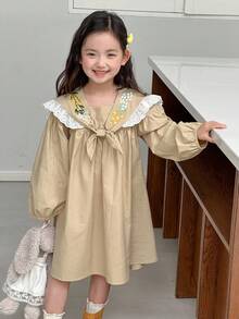 Dazy Kids Rochie casual pentru fete tinere, toamnă - Kaki - Vizualizare 2