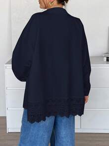 SHEIN Essnce Camisa de mujer talla grande, blusa de primavera, blusa de salida, parche de encaje, ropa de San Valentín, blusas de verano para salir, ropa de primavera, atuendos de rave, atuendos de festival, atuendos de primavera para mujeres