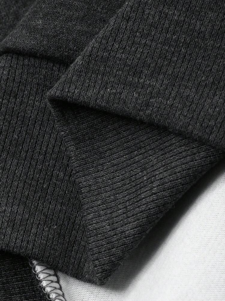 Autumn/Winter Graphic Print With Rhinestone Letter Design Black Oversized Streetwear Men Hoodie