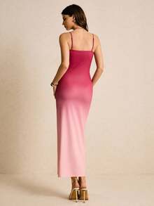 Poéselle Đầm bodycon hai dây gợi cảm họa tiết sao biển ánh kim dành cho nữ - Hồng - Xem 2