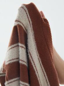 Claim Dot Men's Casual Fashion Street Numeric & Letter Striped Pattern V-Neck Button-Up Cardigan, Autumn/Winter - Khaki - View 6