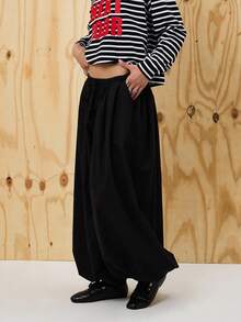 COUREZ Low Rise Extreme Parachute Pants With Elasticated Waist /Y2K Going Out Spring Gothic Club Sexy - Black - View 5