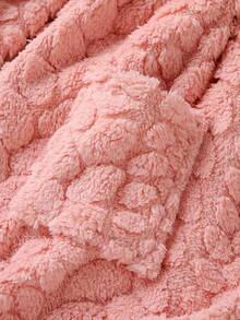 Girls' Pink Solid Color Cute Fluffy Long Sleeve Hooded Robe - Pink - View 5