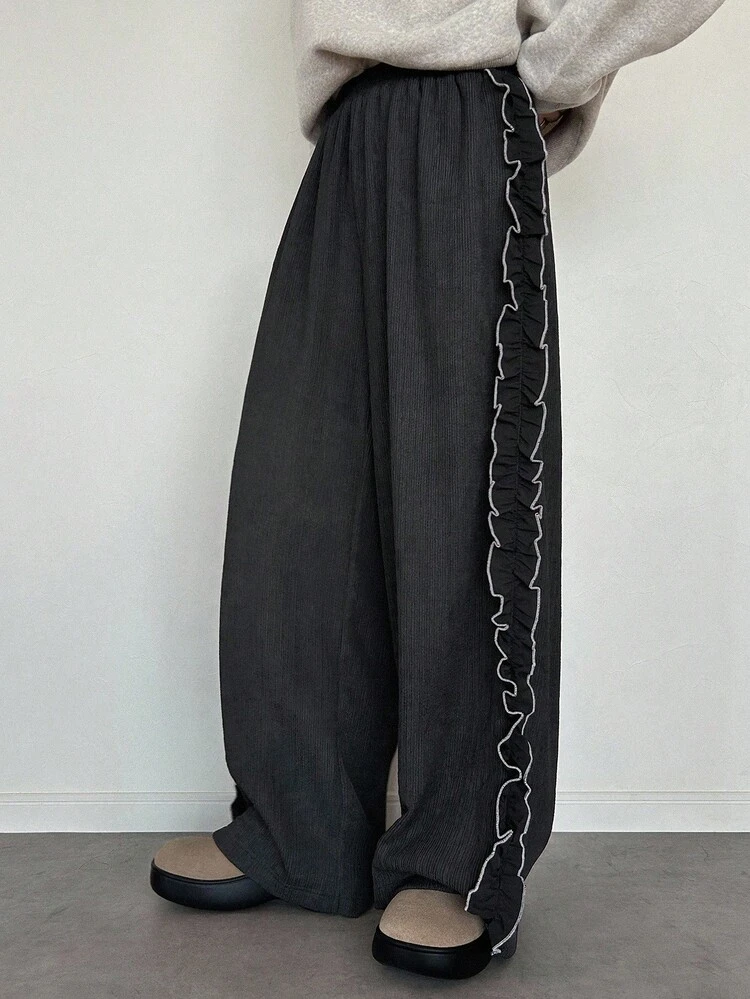 Teen Girls Casual Everyday Frill Elastic Waist Pants