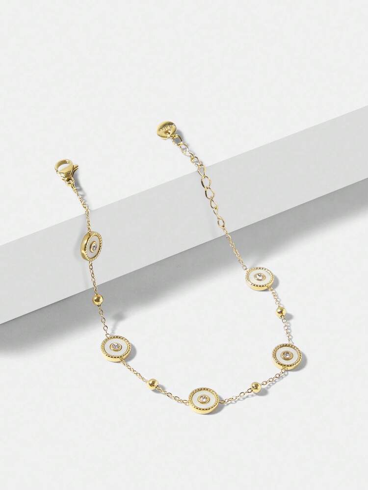 18K GOLD PLATED ROUND SHELL BRACELET