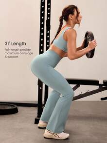 GLOWMODE 31英寸 PeakBum Powersculpt™-Air Play The Flare 吸汗凉爽提臀紧身裤 高强度健身跑步训练 - 0.霧綠 - 查看 4