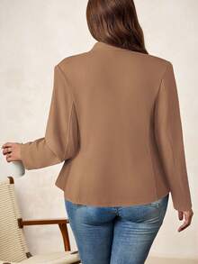 SHEIN Clasi Chaqueta casual de doble botonadura de metal para mujer de talla grande en otoño