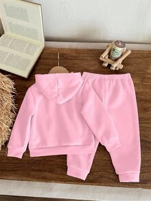 SHEIN Conjunto de moletom e moletom com capuz, malha macia e confortável, casual, solto e solto, para meninas, adequado para uso casual de outono/inverno, campus, esportes, piquenique ao ar livre, street snap - Multicolorido - Ver 3