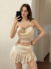 Sweetina Women Two Pieces Outfits For Daily Wear - Apricot - View 4