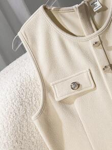 青少年女孩休闲纯色无袖连体裤，夏季